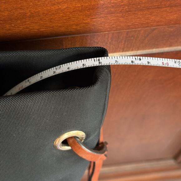 Dooney and Bourke Black Nylon Shopper Tote Bag Brown Leather Braided Handle - Picture 7 of 9